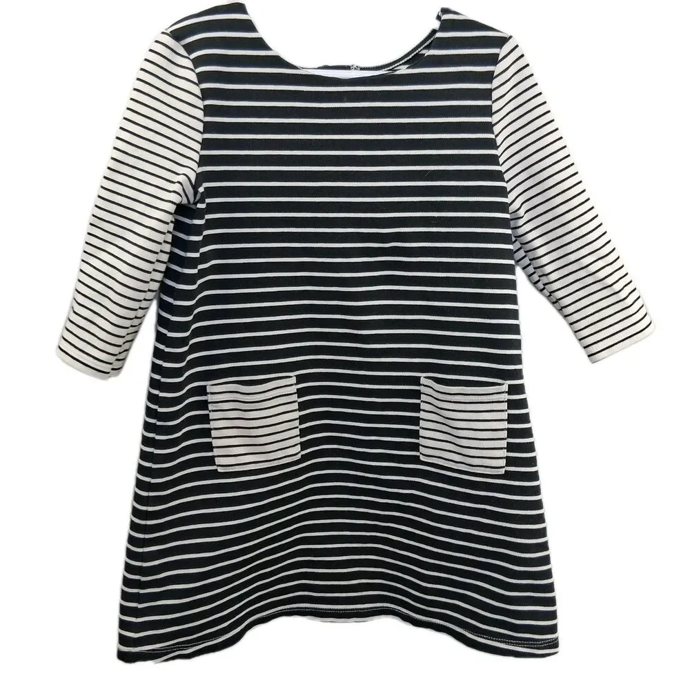 Osh Kosh Knit Dress Black White Long Sleeve Size 5T Casual